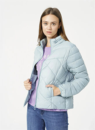 Mavi Dik Yaka Soluk Mavi Kadın Mont / M110698-34521