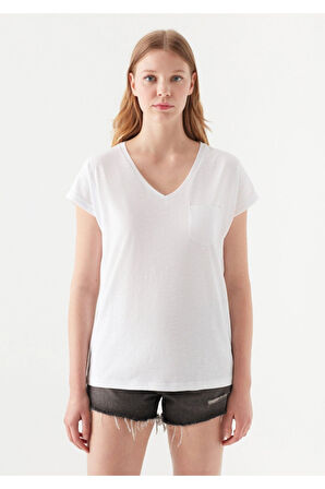 Mavi Basıc Kısa Kol Kadın T-Shirt Beyaz 1600961-620
