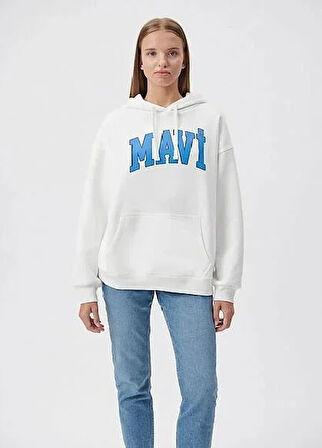 Mavi Logo Kapüşonlu Kırık Bey Kadın Sweatshırt 1600361-81964