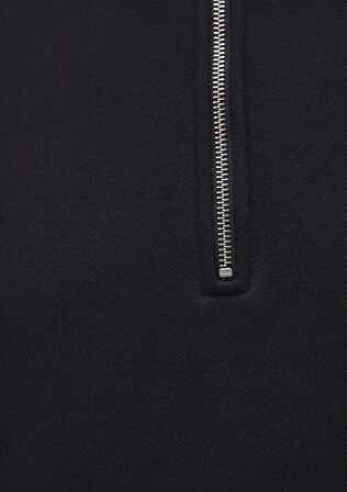 Mavi Yarım Fermuarlı Sweatshirt