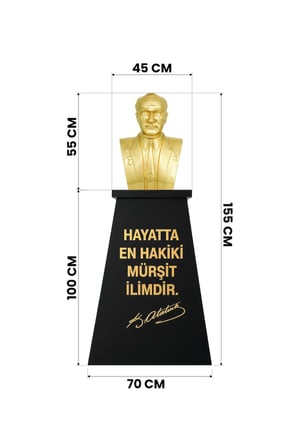 Atatürk Büstü (55cm Pirinç)+ Kaide (100cm) İlkokul Modeli