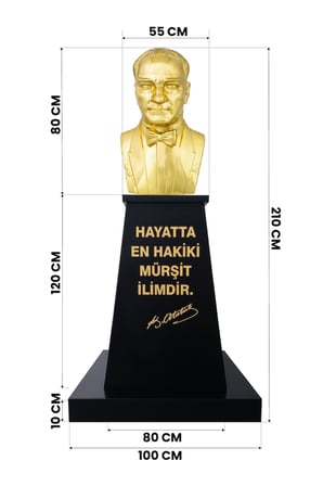 Atatürk Büstü (80cm Pirinç)+ Kaide (120cm)+ Alt Tabla Lise Modeli