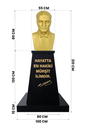 Atatürk Büstü (80cm Alüminyum)+ Kaide (120cm)+ Alt tabla Lise Modeli