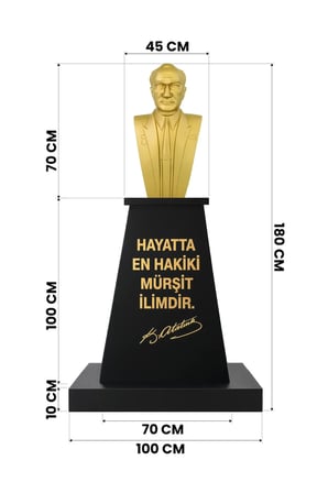Atatürk Büstü (70cm Alüminyum)+ Kaide (100cm)+ Alt Tabla İlkokul Modeli