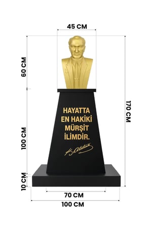 Atatürk Büstü (60cm Fiber)+ Kaide (100cm)+ Alt Tabla İlkokul Modeli