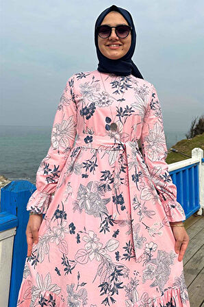 Irmak Organik Pamuklu Elbise Pembe