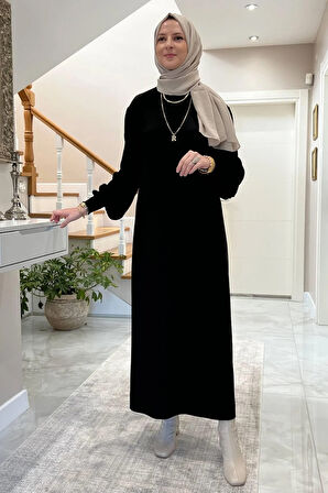 Ecem Siyah Triko Elbise