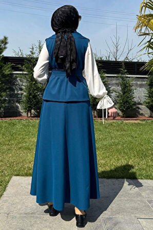 Zarif Etek Yelek Takım Petrol Mavisi