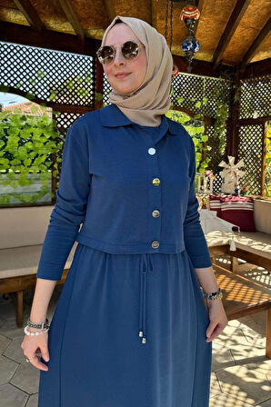 Hazal Triko Elbise İndigo