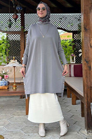 Sevda Triko Tunik Gri