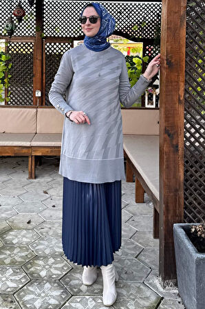 Bilge Triko Tunik Gri