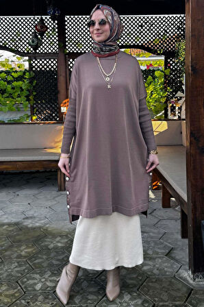 Sevda Triko Tunik Sütlü Kahve