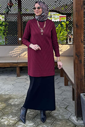 Damla Triko Tunik Bordo