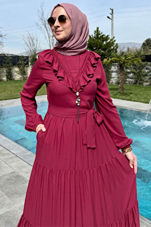 Jale Elbise Bordo