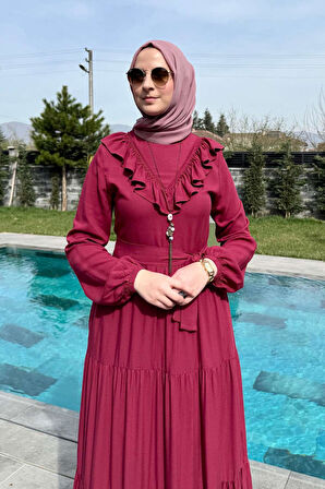 Jale Elbise Bordo