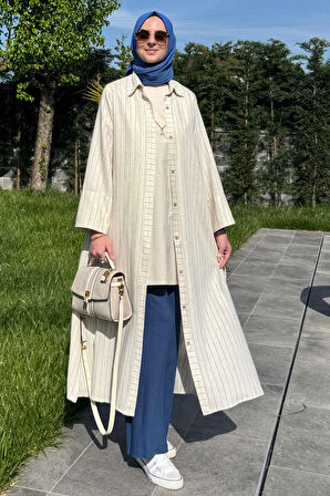 Çizgili Natural Kap İndigo