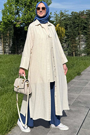 Çizgili Natural Kap İndigo