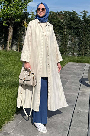 Çizgili Natural Kap İndigo