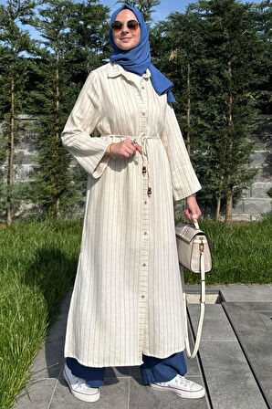 Çizgili Natural Kap İndigo