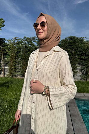 Çizgili Natural Kap Kahve