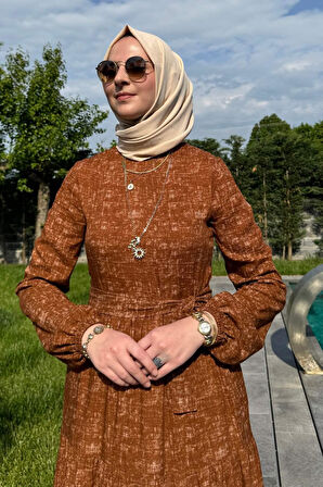 Kot Efektli Elbise Kiremit