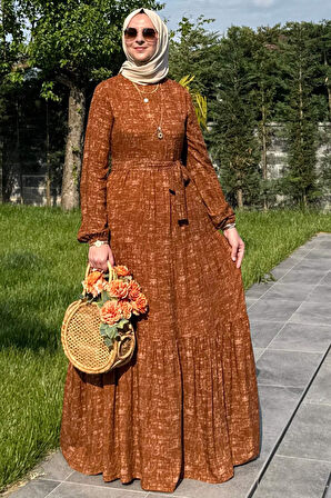 Kot Efektli Elbise Kiremit