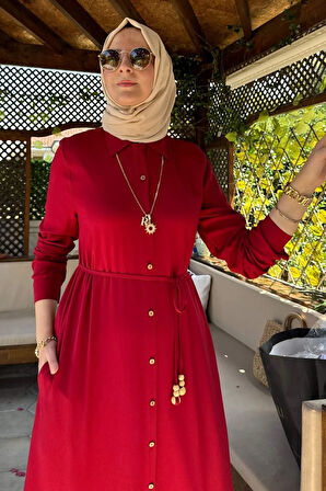 Süreyya Gömlek Elbise Kırmızı