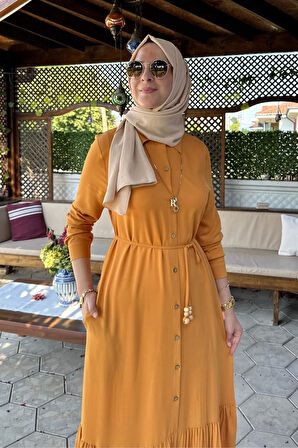 Süreyya Gömlek Elbise Hardal Sarısı