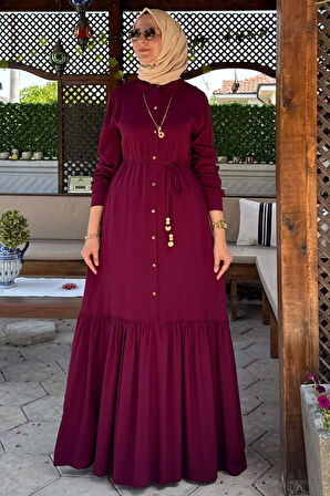 Süreyya Gömlek Elbise Bordo