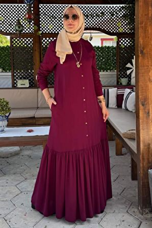 Süreyya Gömlek Elbise Bordo