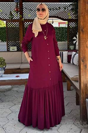 Süreyya Gömlek Elbise Bordo