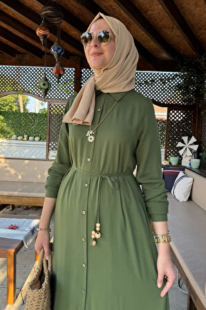 Süreyya Gömlek Elbise Haki