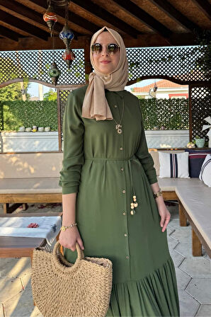 Süreyya Gömlek Elbise Haki