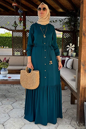 Süreyya Gömlek Elbise Petrol Mavisi