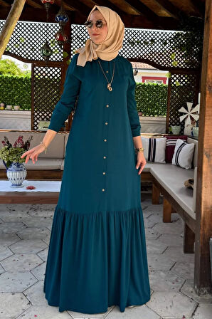 Süreyya Gömlek Elbise Petrol Mavisi