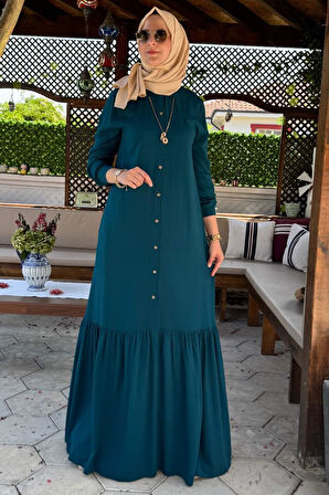 Süreyya Gömlek Elbise Petrol Mavisi