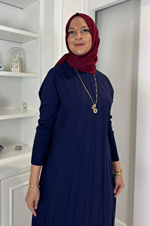 Beyza Fitilli Triko Elbise Lacivert