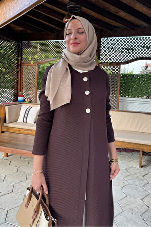 Sinem Çelik Örme Triko Hırka Acı Kahve