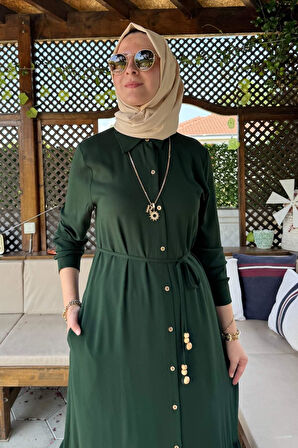 Süreyya Gömlek Elbise Zümrüt
