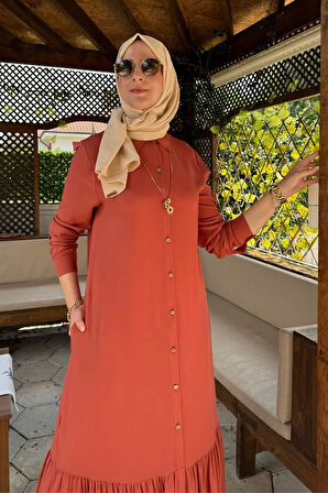 Süreyya Gömlek Elbise Kiremit