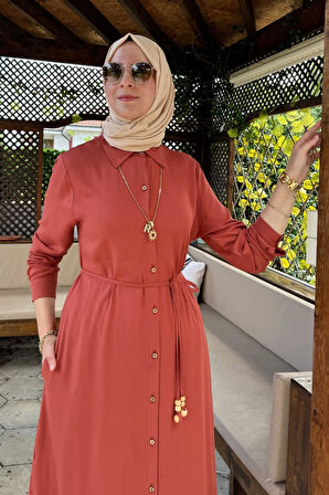 Süreyya Gömlek Elbise Kiremit