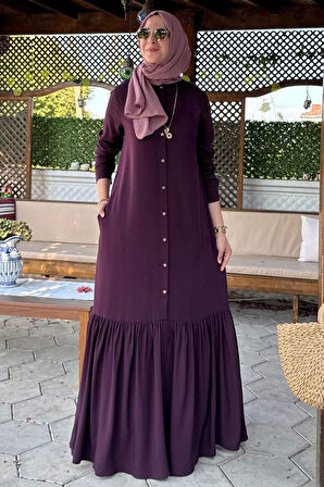 Süreyya Gömlek Elbise Mürdüm
