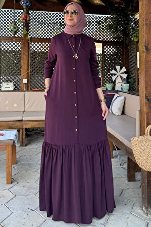 Süreyya Gömlek Elbise Mürdüm