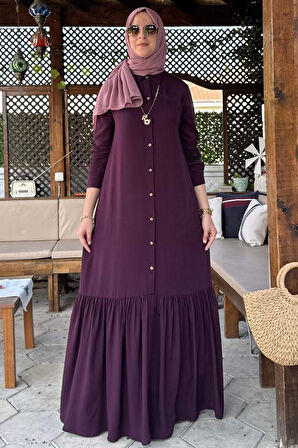 Süreyya Gömlek Elbise Mürdüm