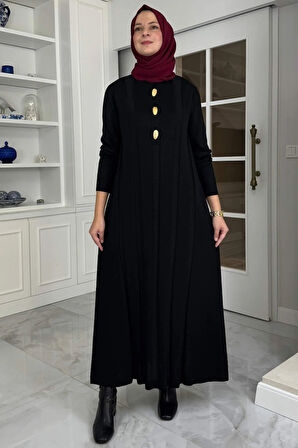 Yaprak Triko Elbise Siyah