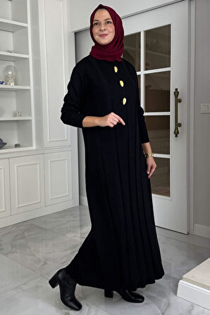 Yaprak Triko Elbise Siyah