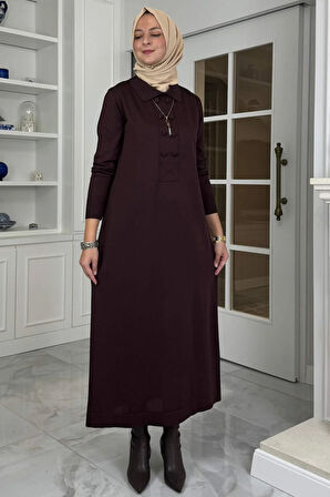 Laçin Triko Elbise Acı Kahve