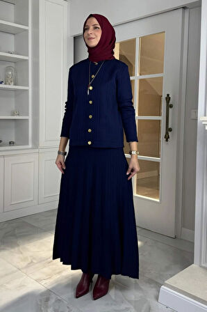 Defne Çelik Örme Triko Takım Lacivert