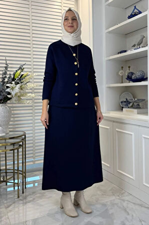 Melis Çelik Örme Triko Takım Lacivert