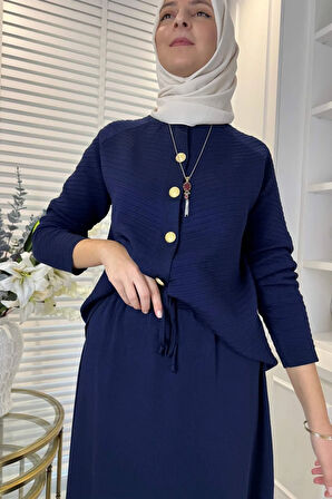 Melis Çelik Örme Triko Takım Lacivert